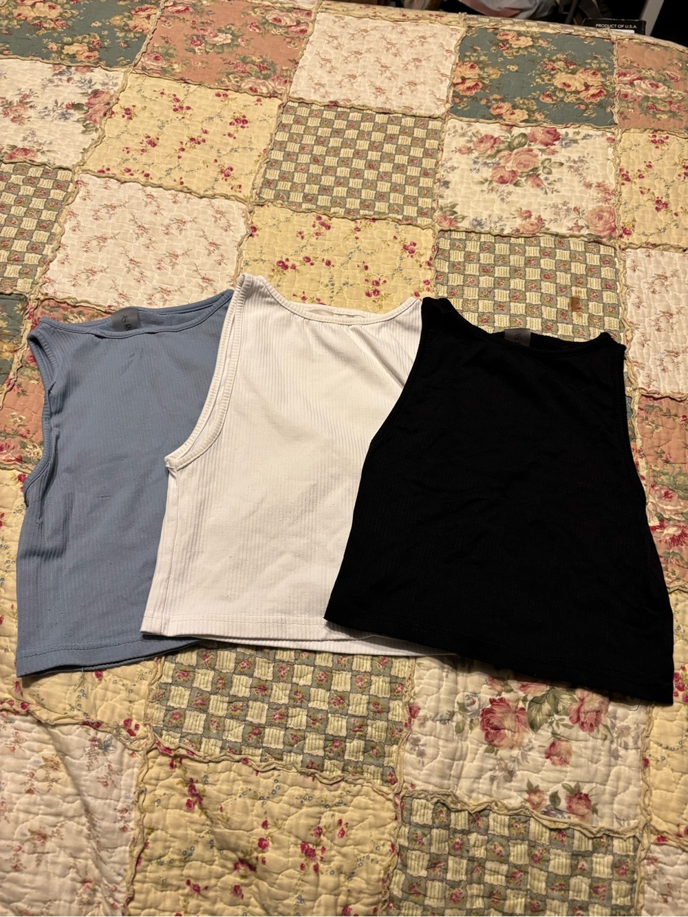 Everyday Ribbed Tank Top — Black, White, Light Blue